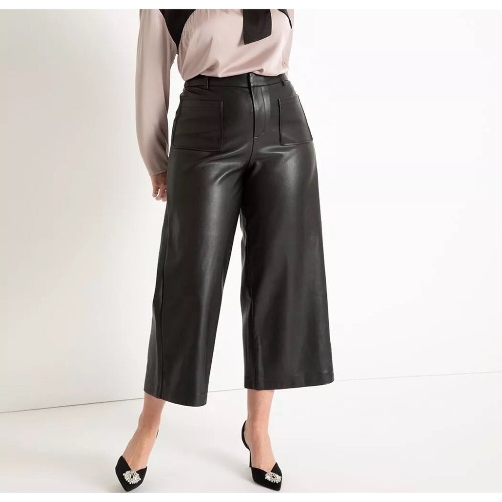 Eloquii crop faux leather pants‎ front pockets size 28